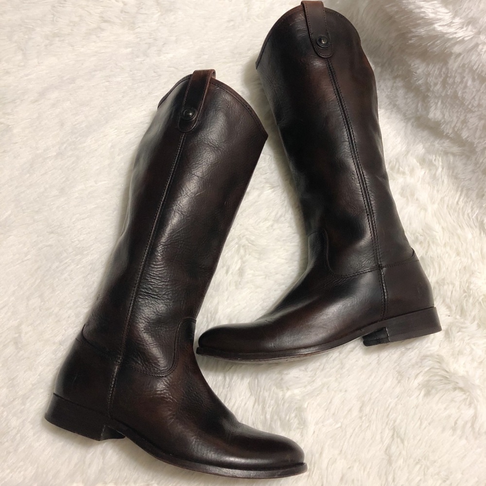 FRYE Melissa Button Leather Riding Boots. - Picture 4 of 14